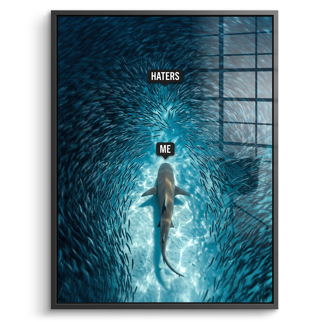 DOTCOMCANVAS Acrylglasbild Me vs Haters im schwarzen Premium-Rahmen