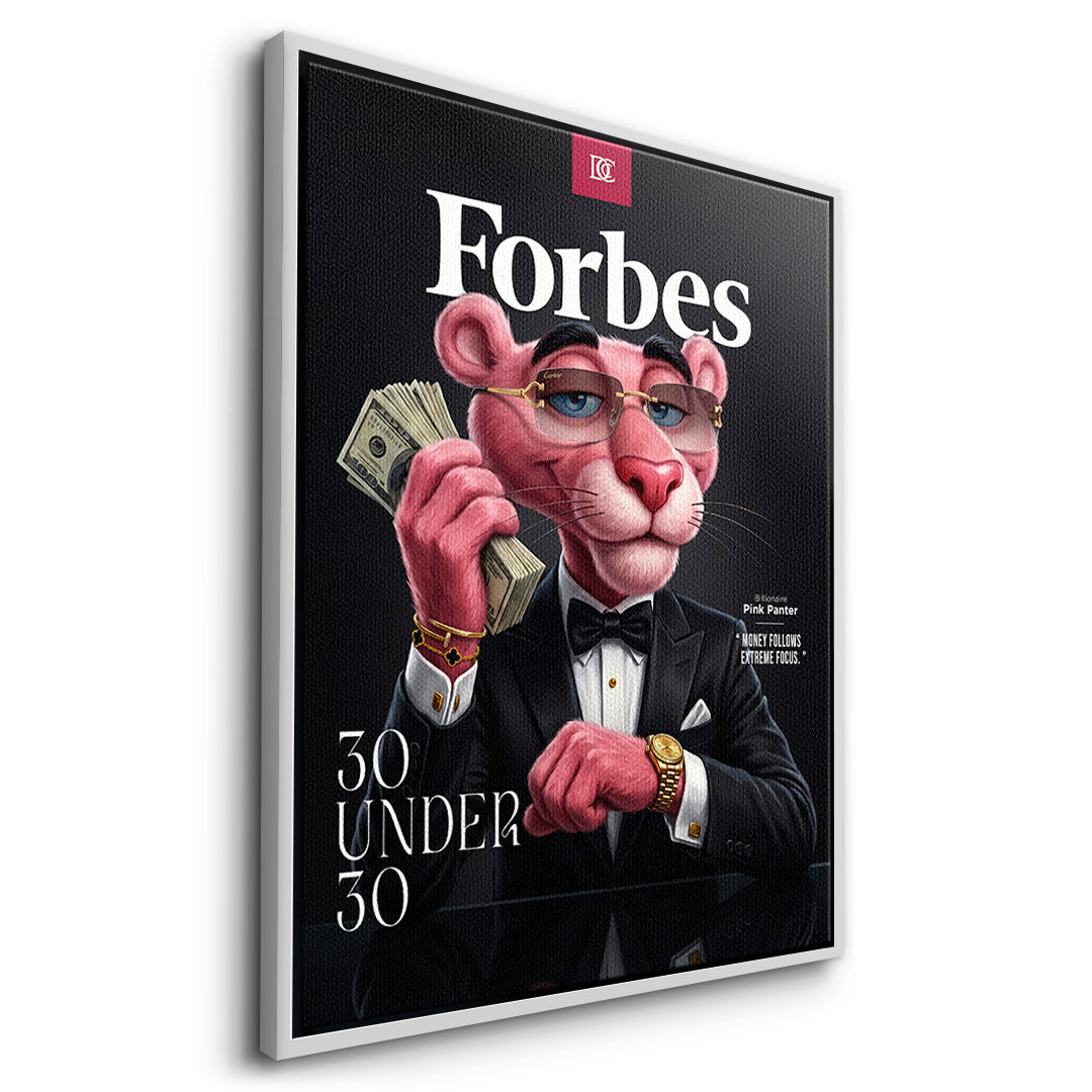 Seitenansicht des Leinwandbilds 30 Under 30 im weißen Rahmen