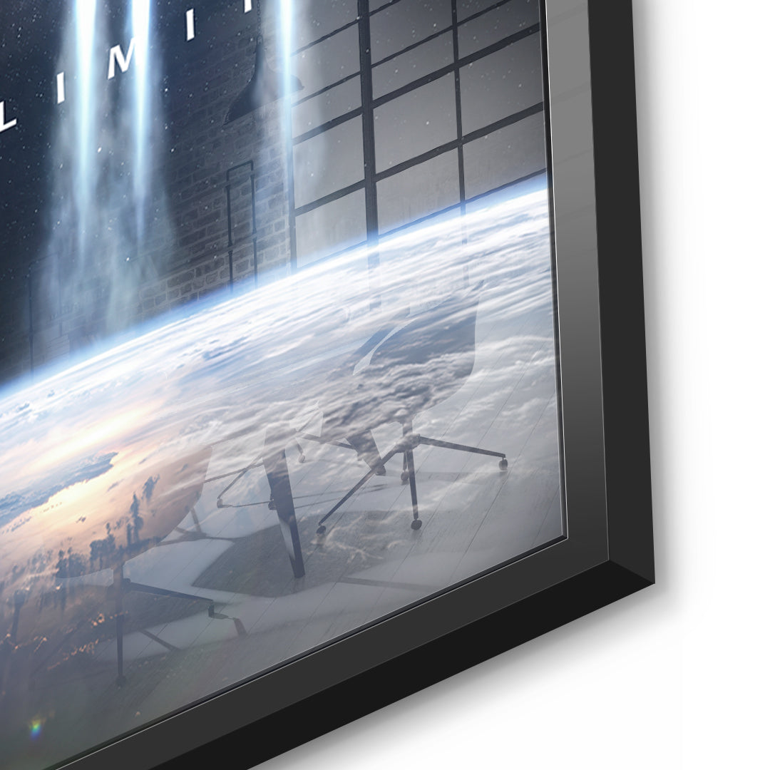 Detailaufnahme des 5mm Acrylglases, No Limit Orbit im schwarzen Rahmen