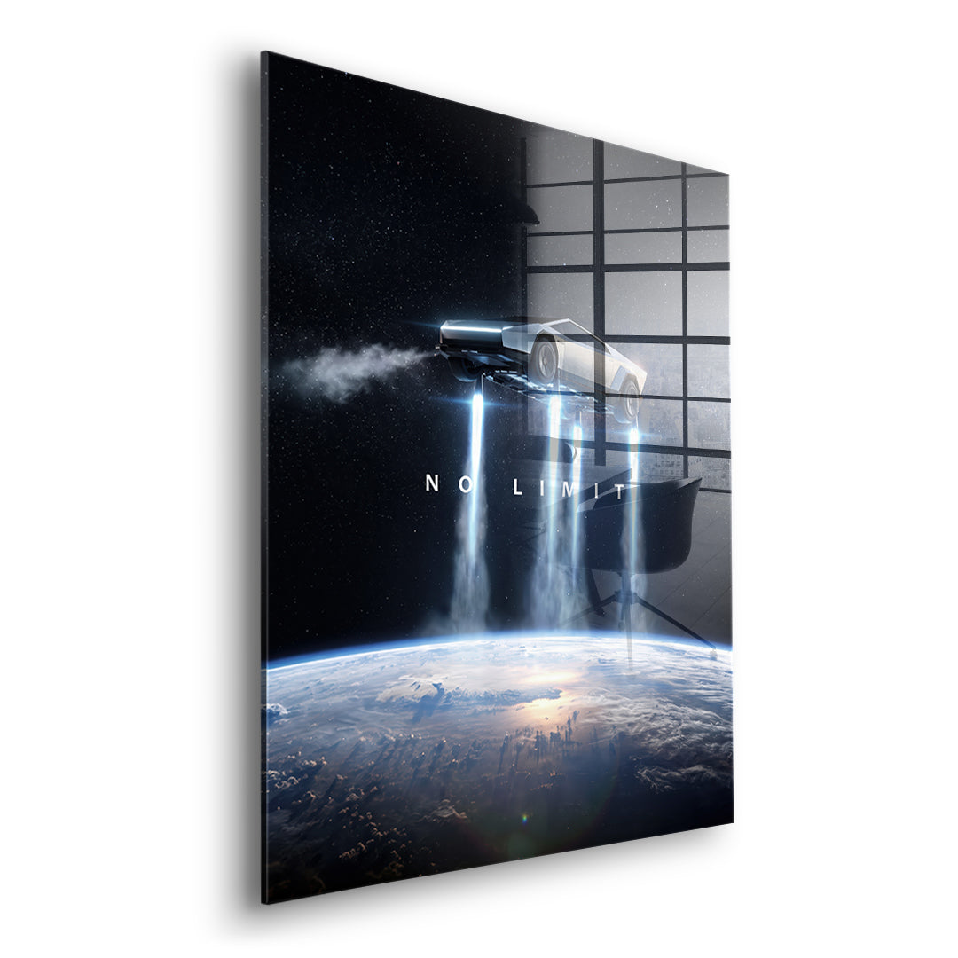 Seitenansicht des Acrylglasbilds No Limit Orbit ohne Rahmen