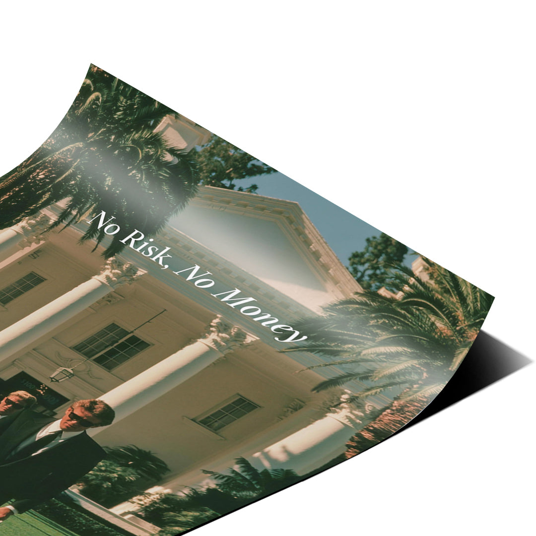Eckdetail des Posters No Risk No Money