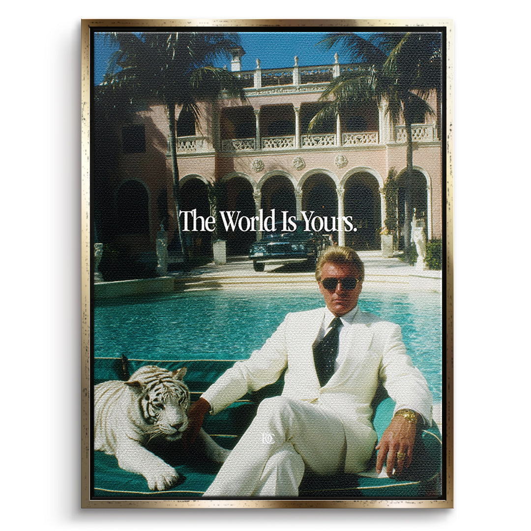DOTCOMCANVAS Leinwandbild The World Is Yours Tiger im goldenen Premium-Rahmen