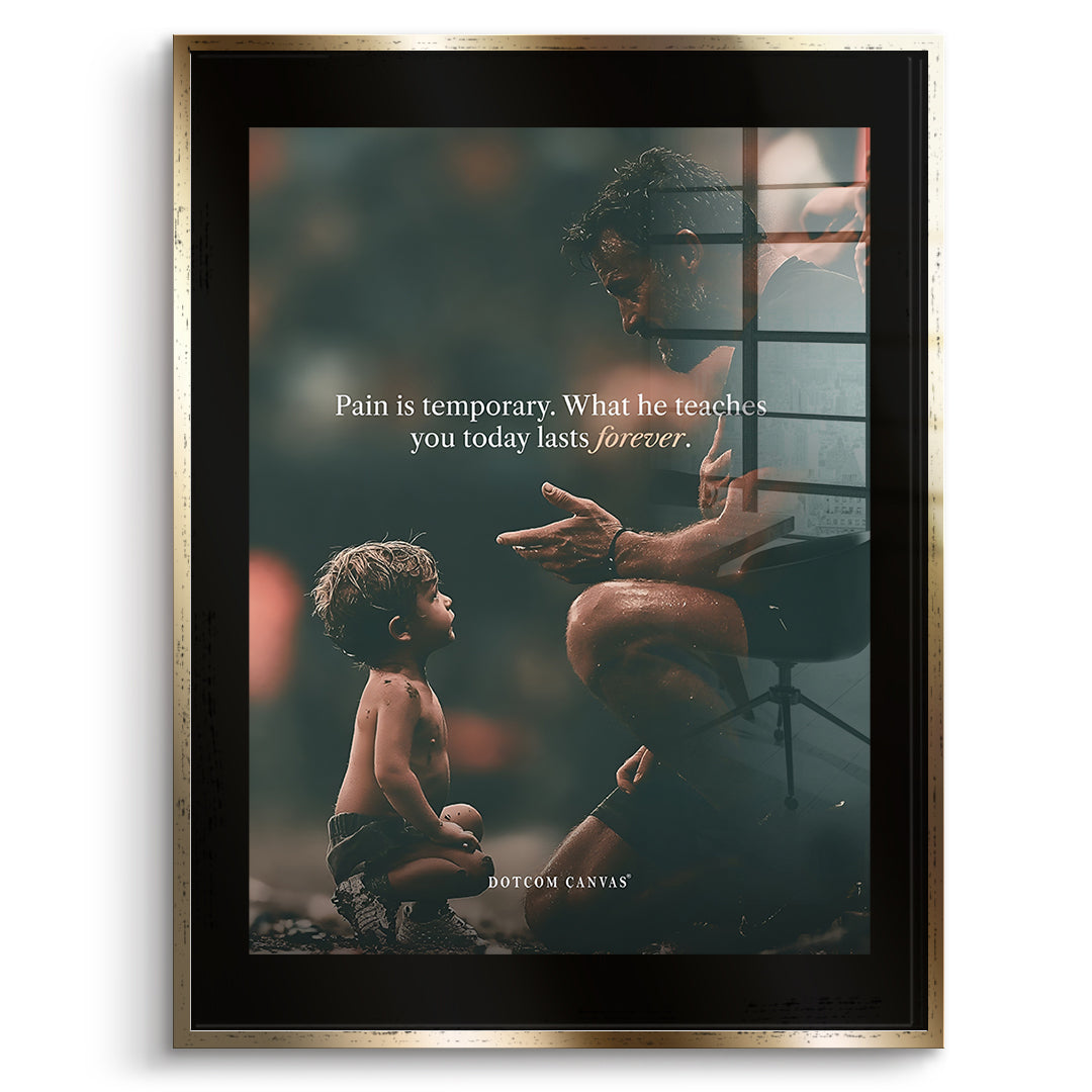 DOTCOMCANVAS Acrylglasbild Pain Is Temporary im goldenen Premium-Rahmen