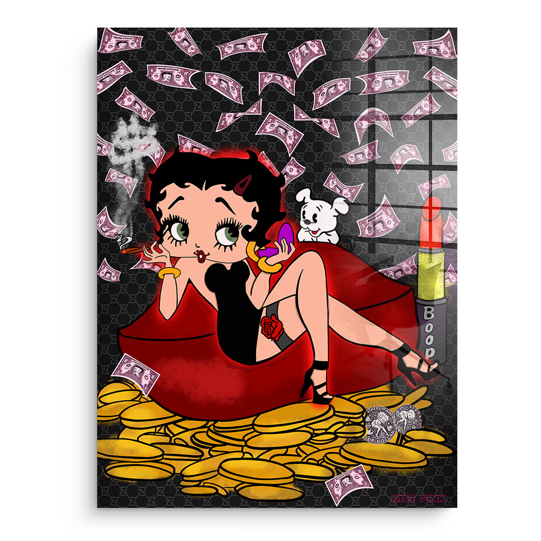 DOTCOMCANVAS Acrylglasbild Lipstick Money Pin-Up ohne Rahmen