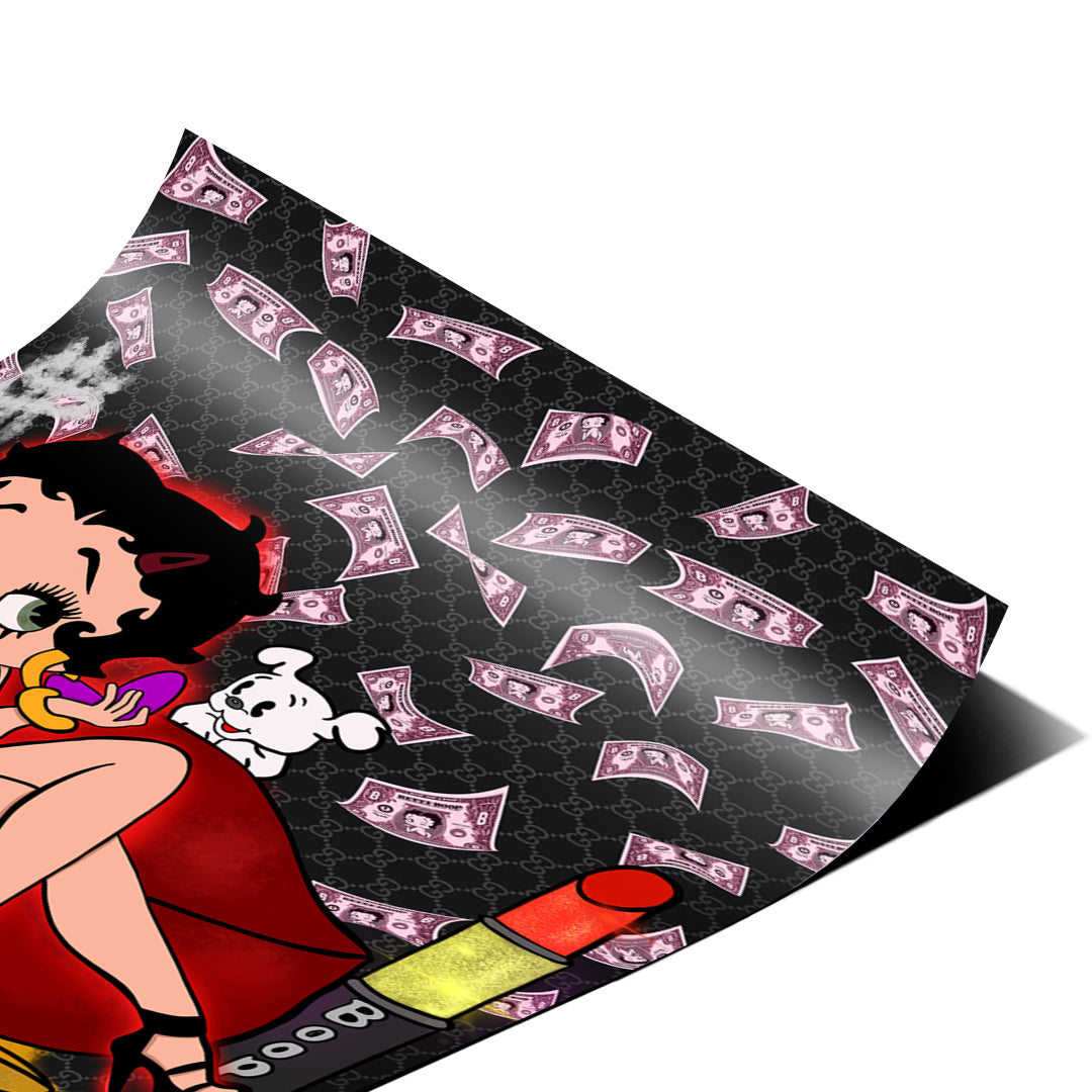 Eckdetail des Posters Lipstick Money Pin-Up