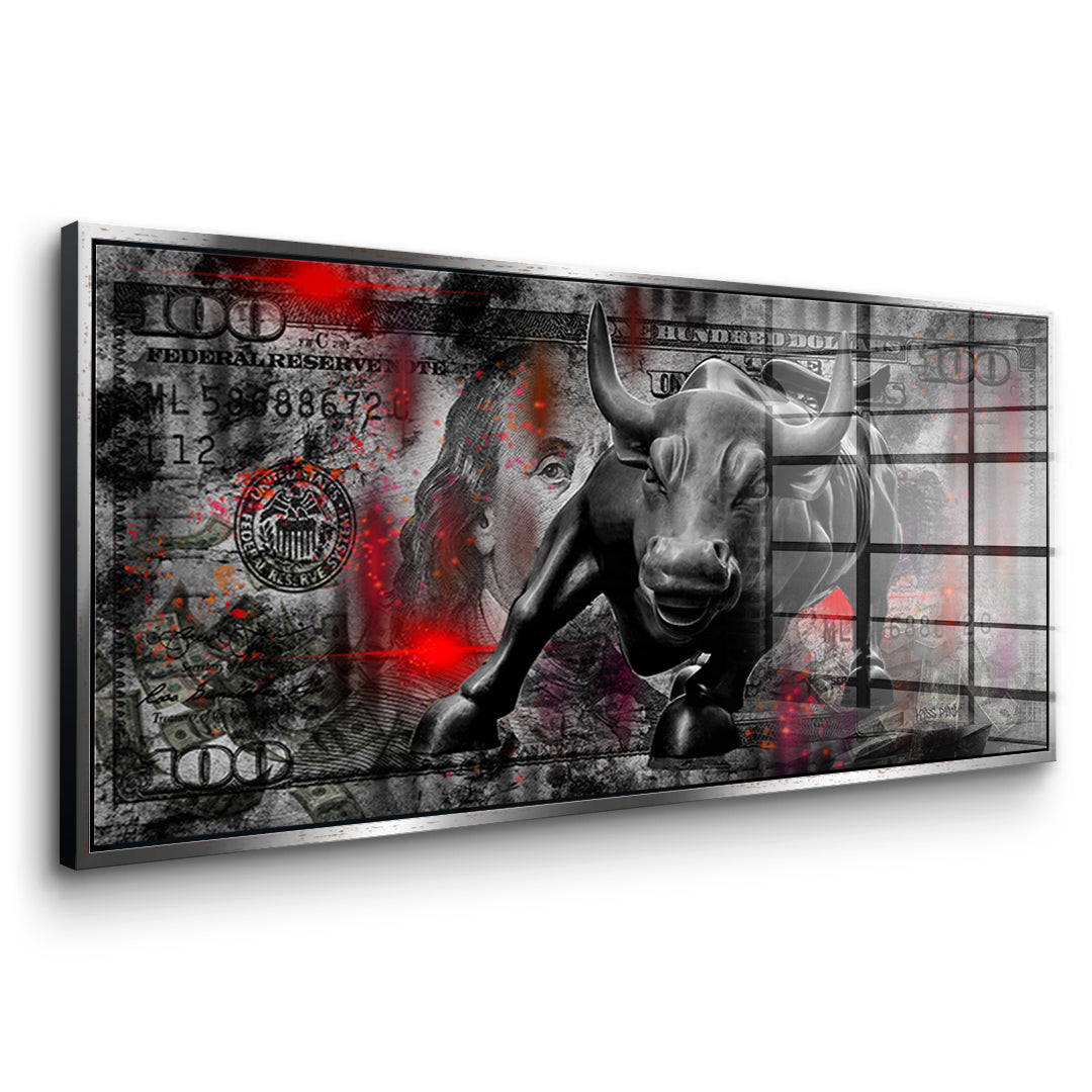 Seitenansicht des Acrylglasbilds Bill And Bull im silbernen Rahmen