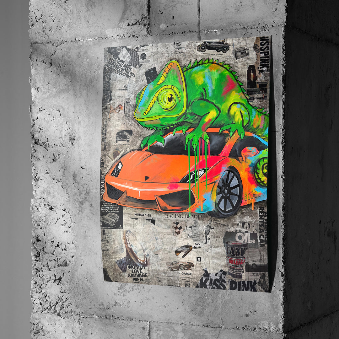 Poster Cha Million an einer Betonwand