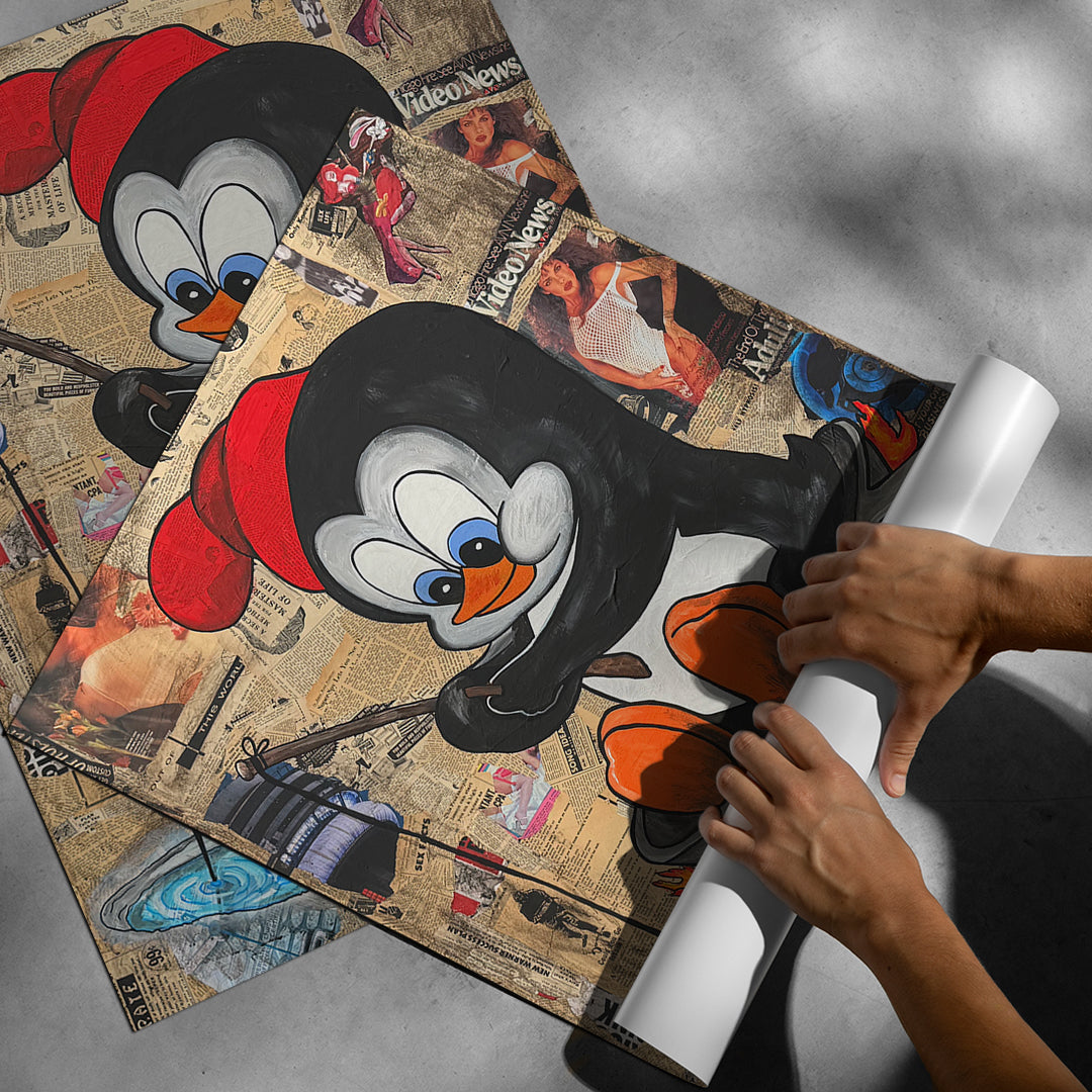 Aufgerolltes Poster Hot Pan Penguin