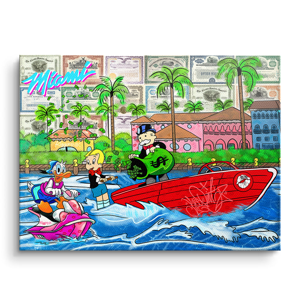 Miami Water Life – Original-Gemälde von Kiss Pink