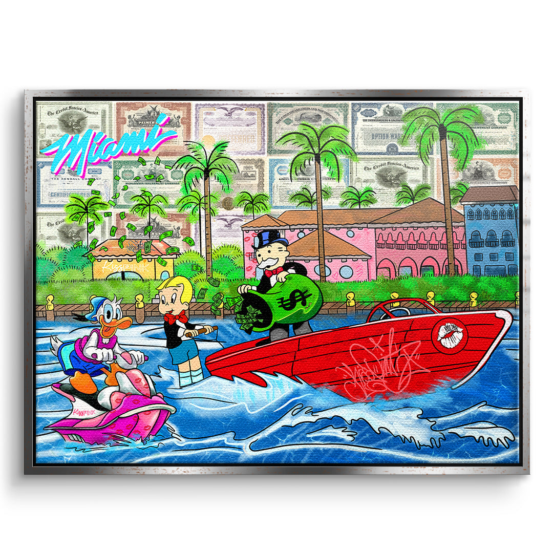 DOTCOMCANVAS Leinwandbild Miami Water Life im silbernen Premium-Rahmen