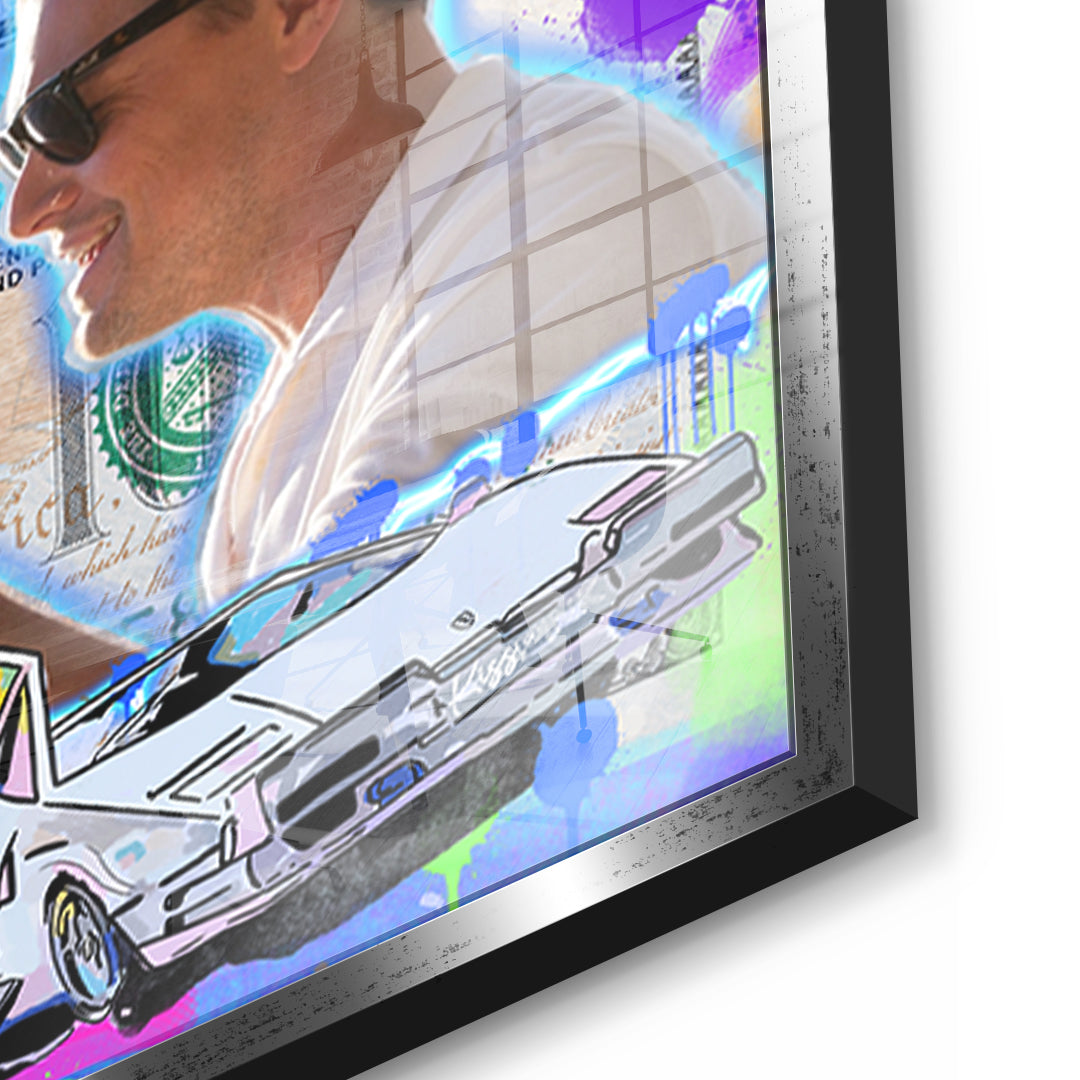 Detailaufnahme des 5mm Acrylglases, I Choose Rich Neon im silbernen Rahmen