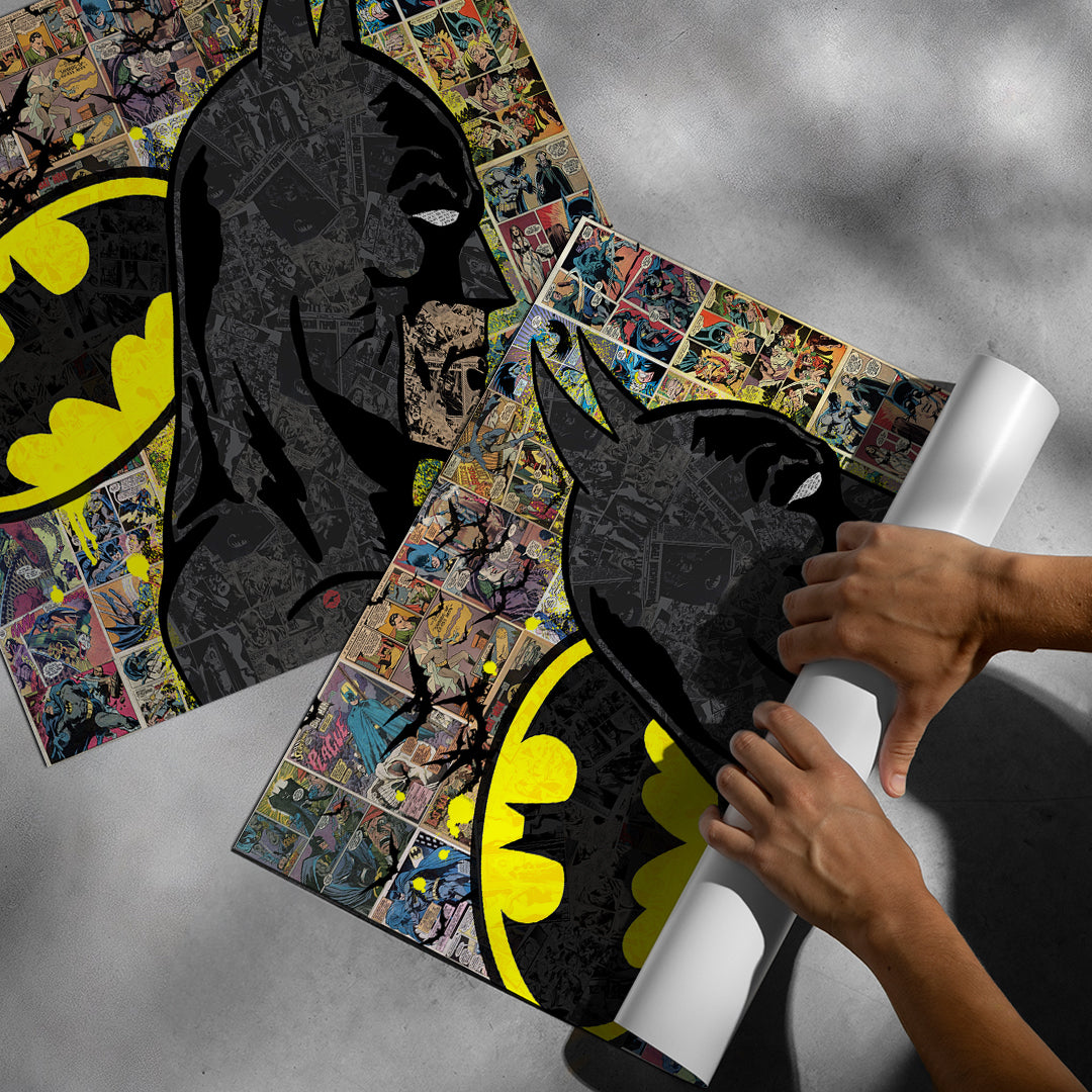 Aufgerolltes Poster Comic Night Hero