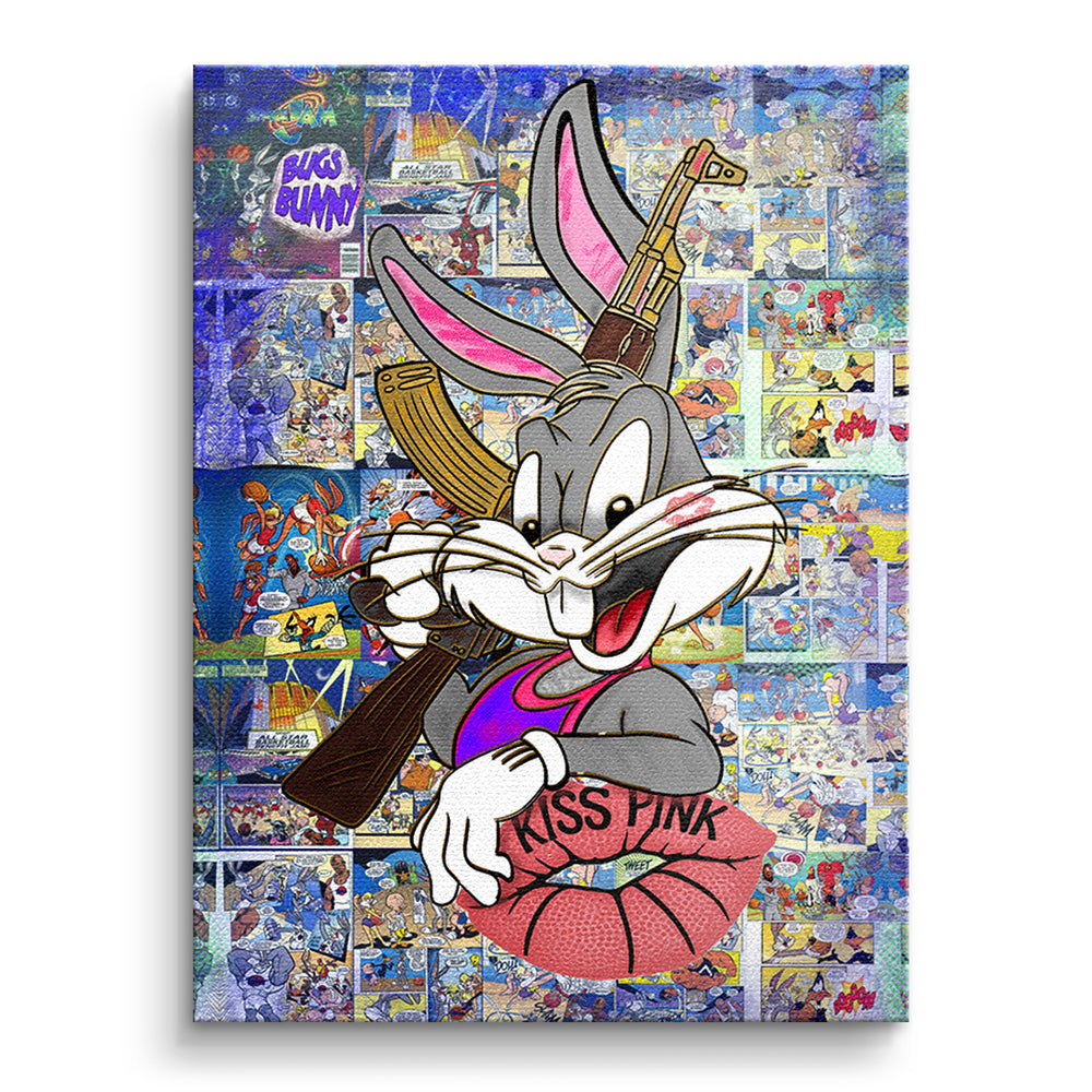 Basketball Bunny – Original-Gemälde von Kiss Pink