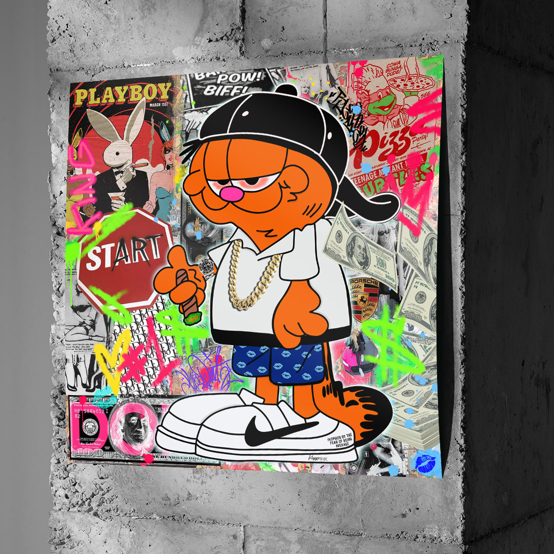 Poster Street Cat Swag an einer Betonwand