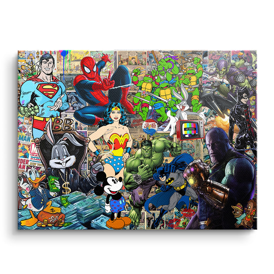 Superhero Collage - Original Painting – Detail