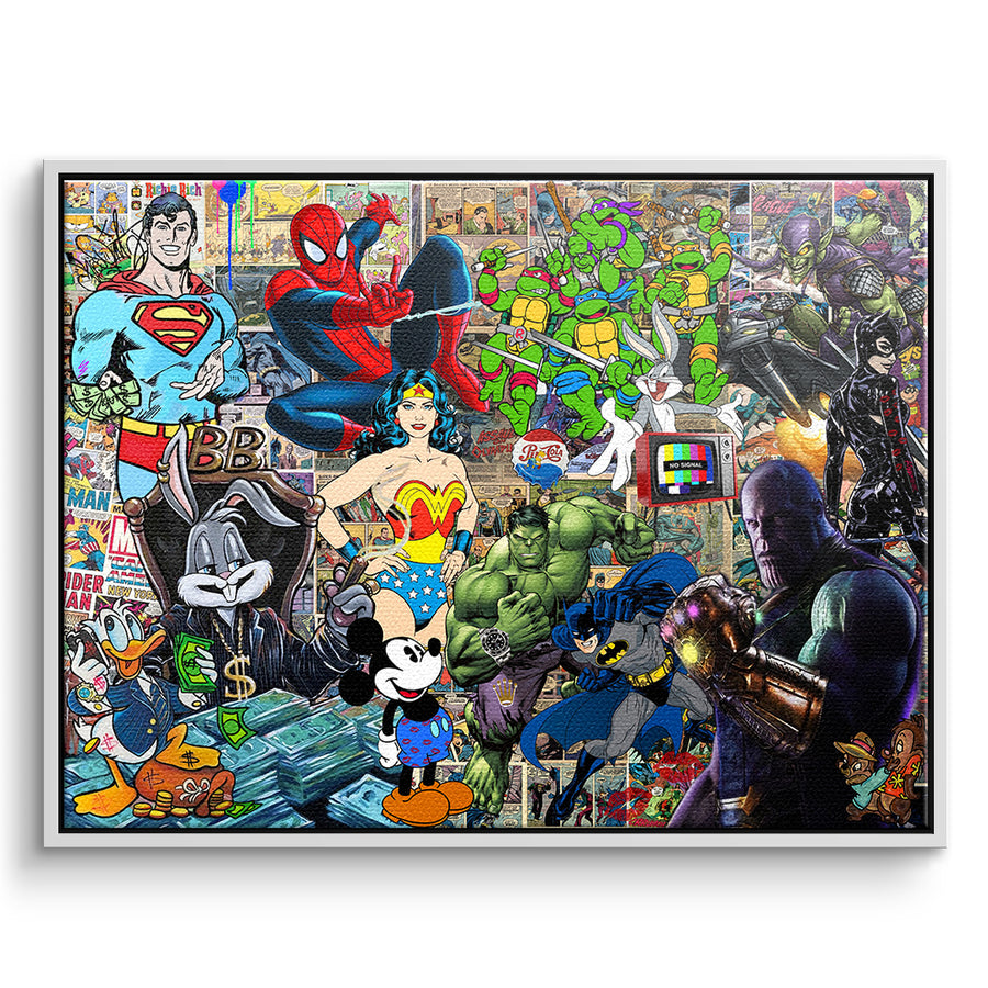 DOTCOMCANVAS Leinwandbild Superhero Collage im weißen Premium-Rahmen