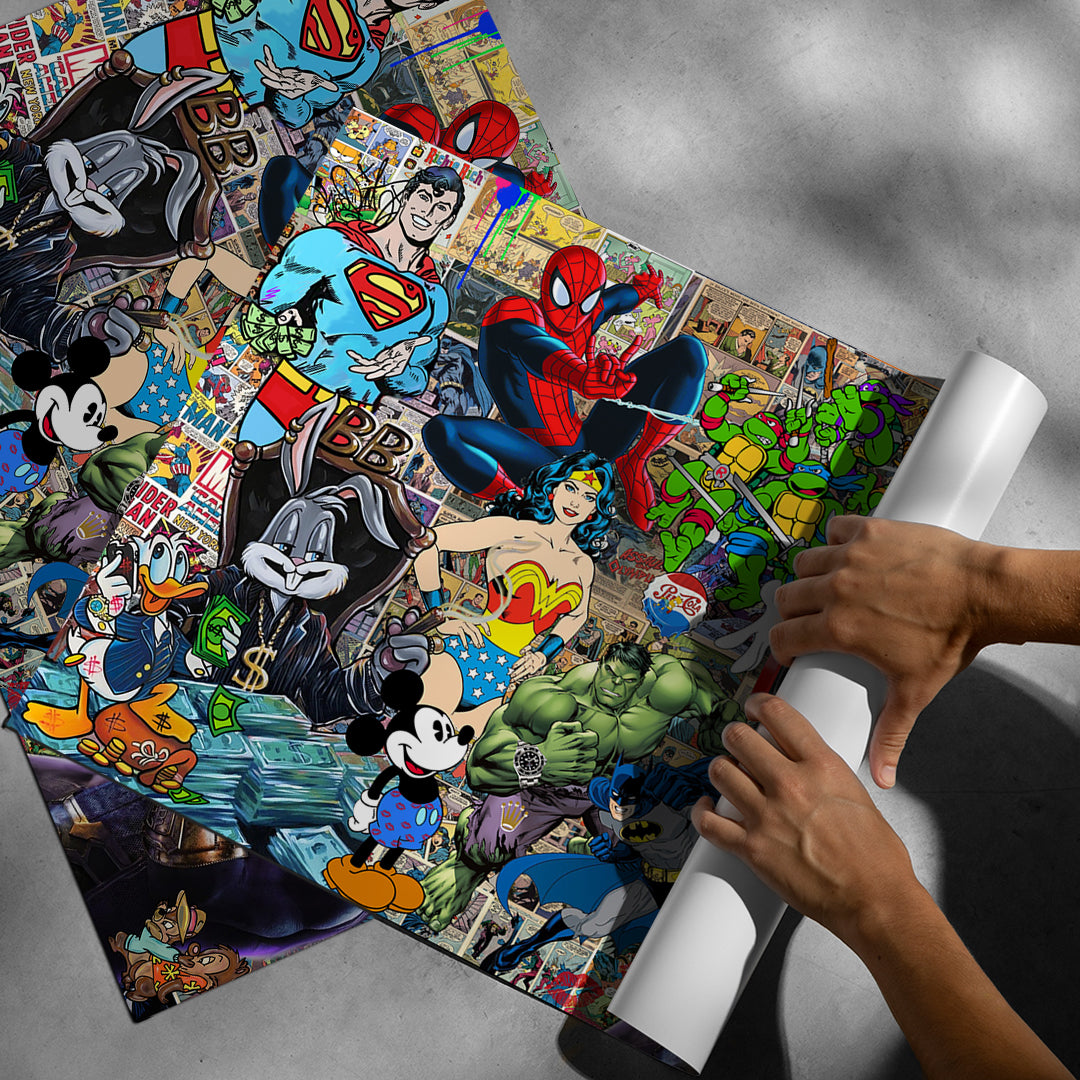Aufgerolltes Poster Superhero Collage