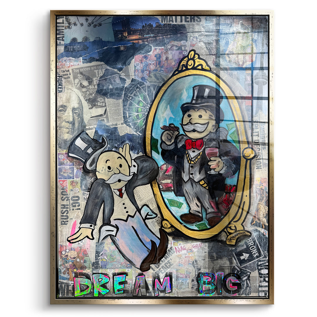 DOTCOMCANVAS Acrylglasbild Dream Big Real im goldenen Premium-Rahmen