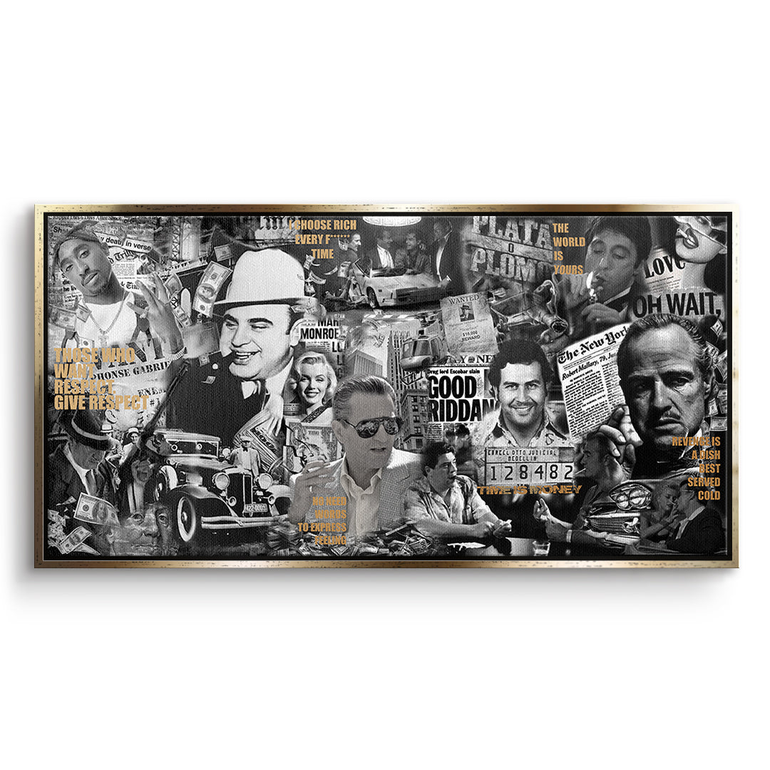 DOTCOMCANVAS Leinwandbild Gangsters im goldenen Premium-Rahmen