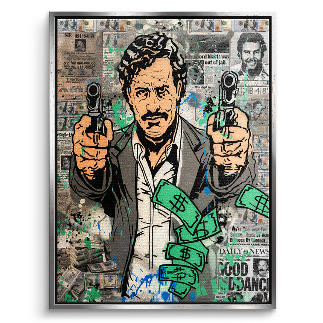 DOTCOMCANVAS Leinwandbild Patron Money im silbernen Premium-Rahmen
