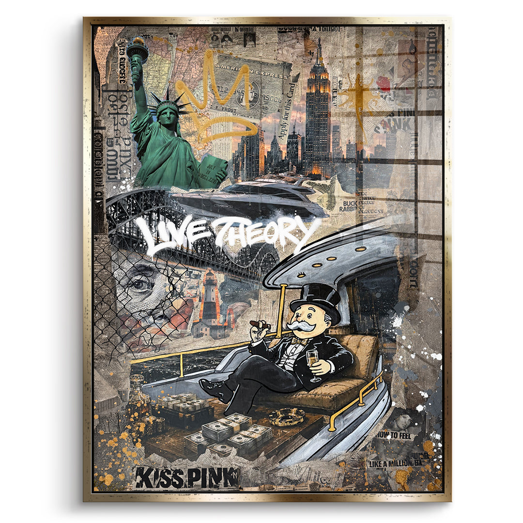 DOTCOMCANVAS Acrylglasbild Live Theory im goldenen Premium-Rahmen