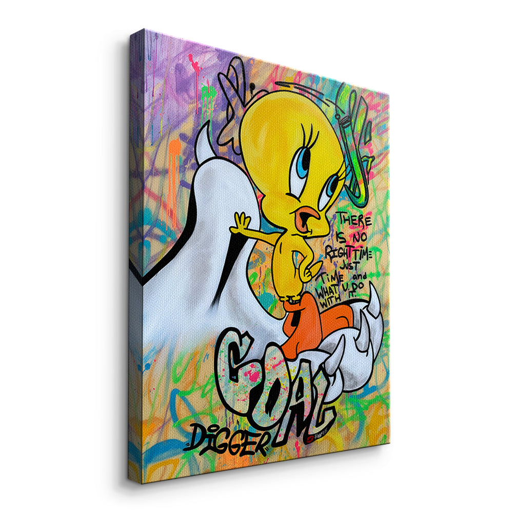 Seitenansicht des Leinwandbilds Goal Digger Bird ohne Rahmen