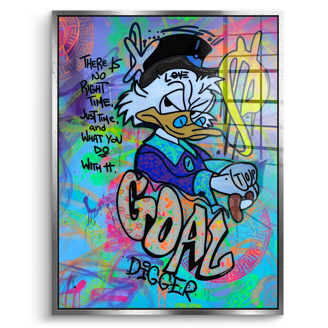 DOTCOMCANVAS Acrylglasbild Goal Digger Duck im silbernen Premium-Rahmen