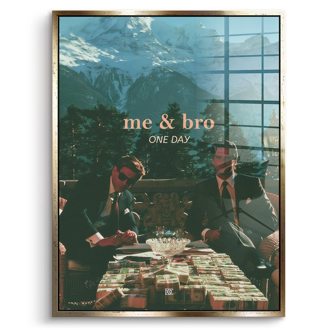DOTCOMCANVAS Acrylglasbild Me & Bro One Day im goldenen Premium-Rahmen