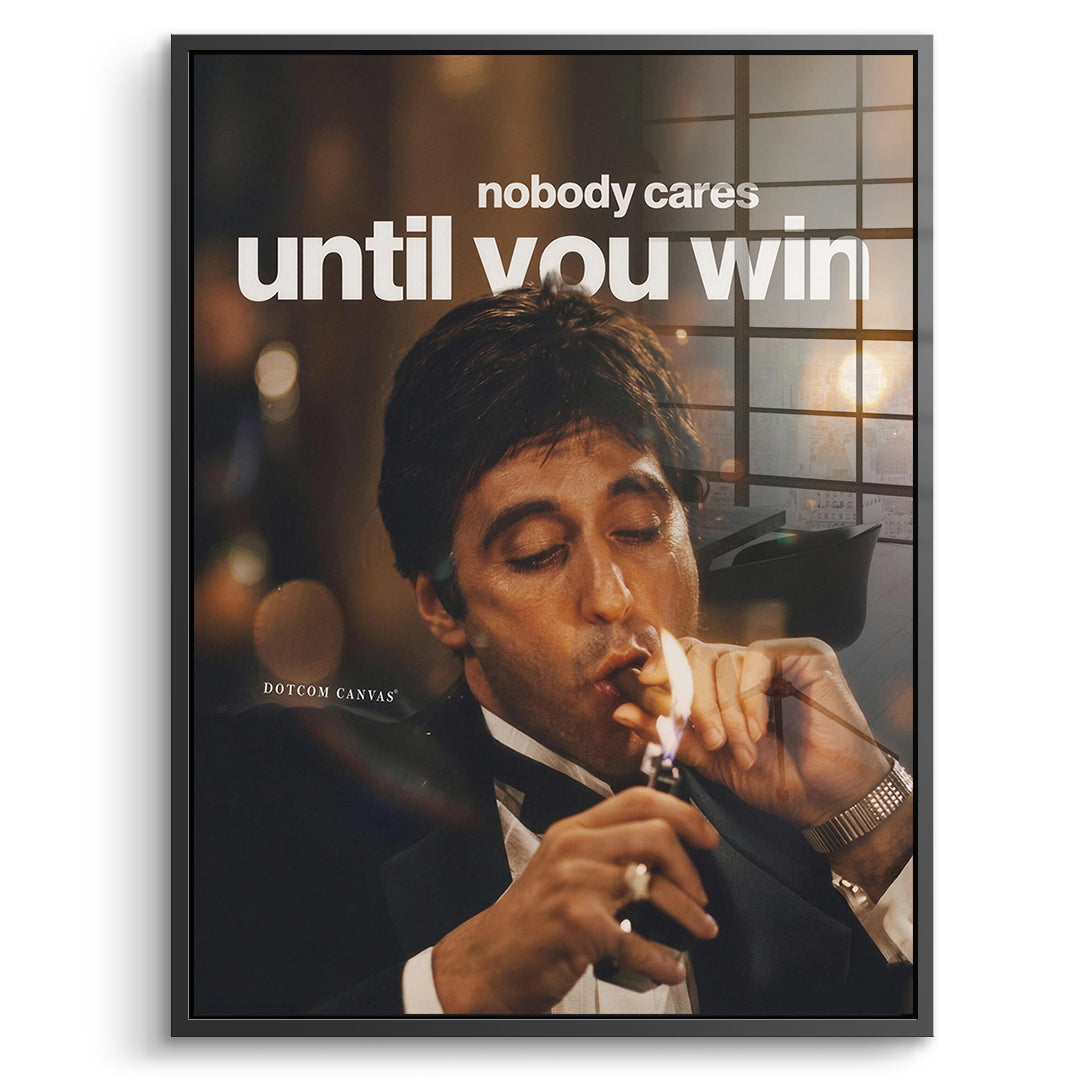 DOTCOMCANVAS Acrylglasbild Nobody Cares Until You Win im schwarzen Premium-Rahmen