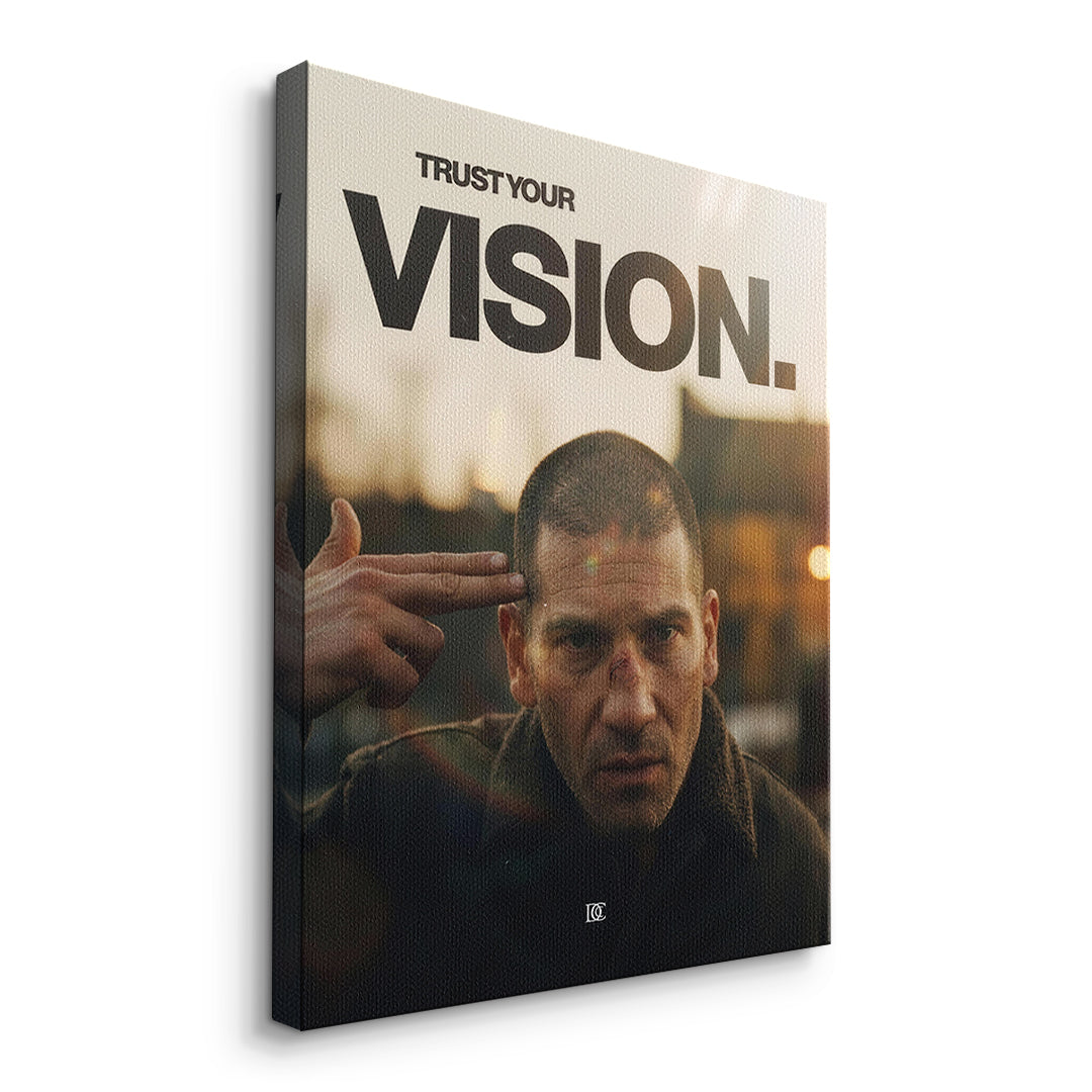 Seitenansicht des Leinwandbilds Trust Your Vision ohne Rahmen