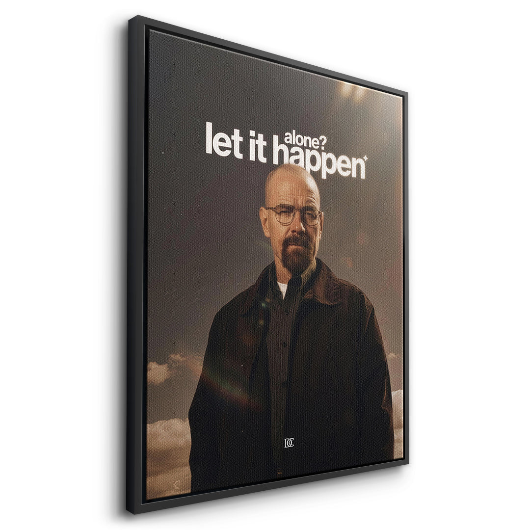 Seitenansicht des Leinwandbilds Let It Happen im schwarzen Rahmen
