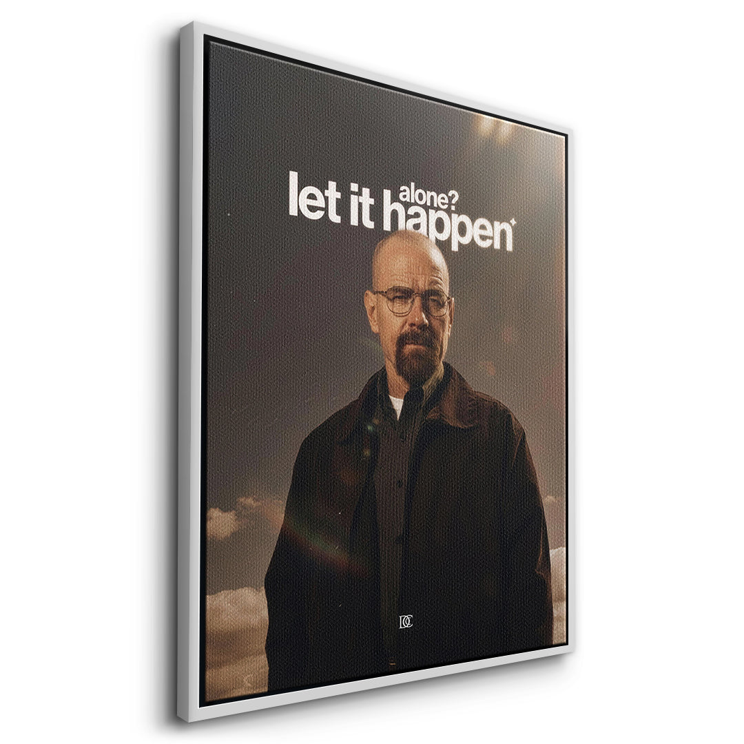 Seitenansicht des Leinwandbilds Let It Happen im weißen Rahmen