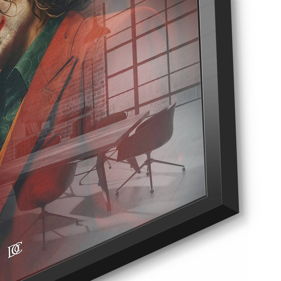 Detailaufnahme des 5mm Acrylglases, Never Quit im schwarzen Rahmen