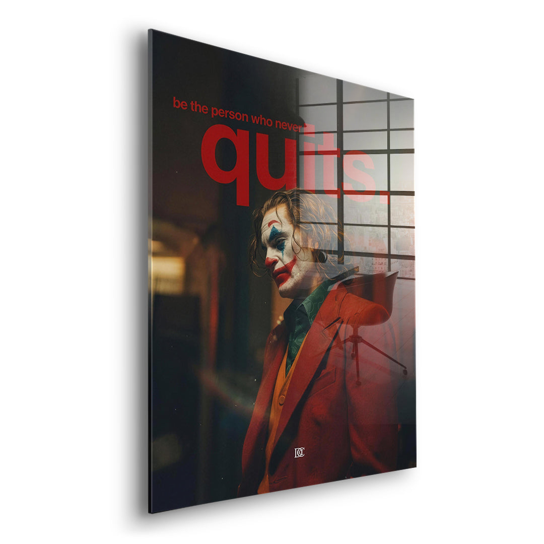Seitenansicht des Acrylglasbilds Never Quit ohne Rahmen