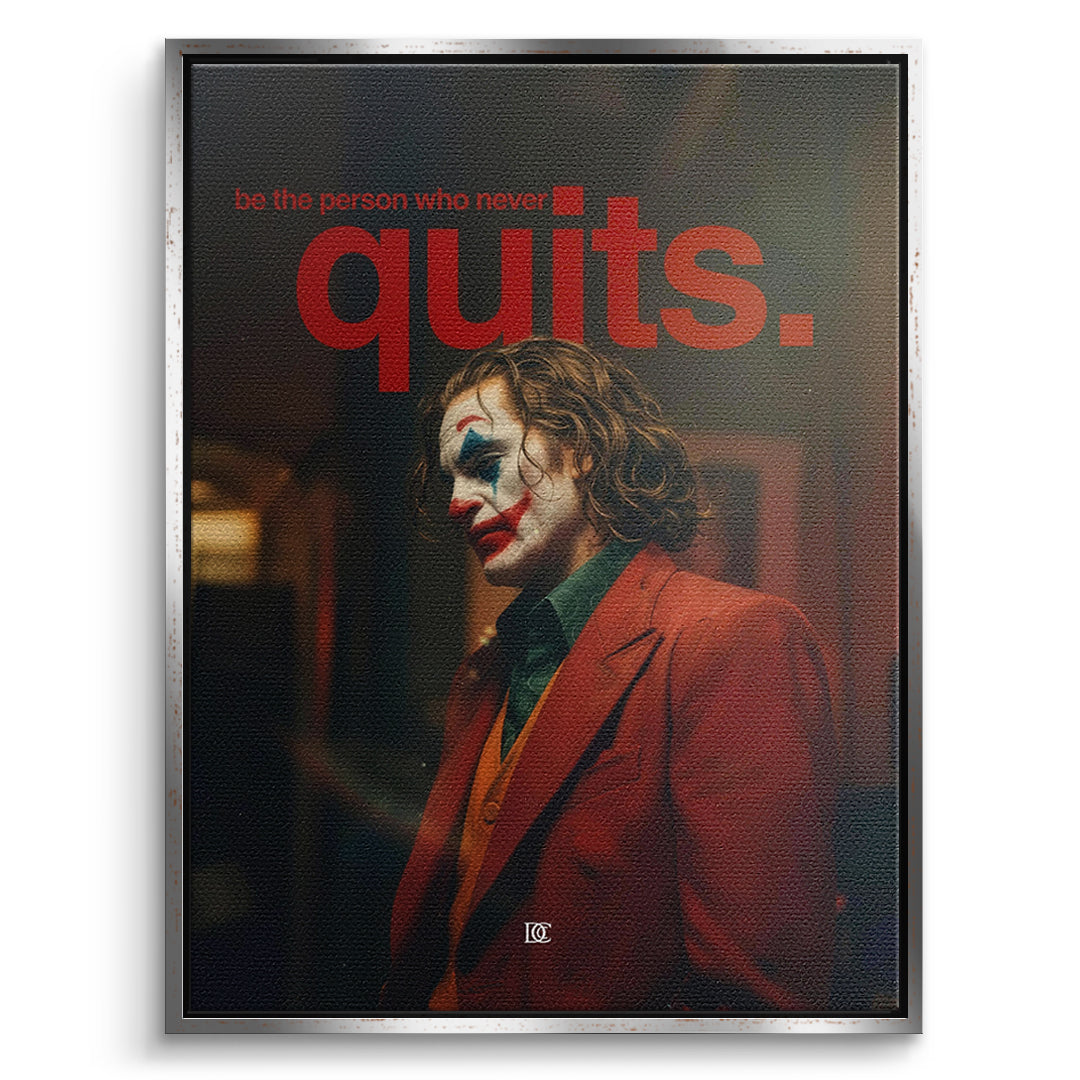 DOTCOMCANVAS Leinwandbild Never Quit im silbernen Premium-Rahmen