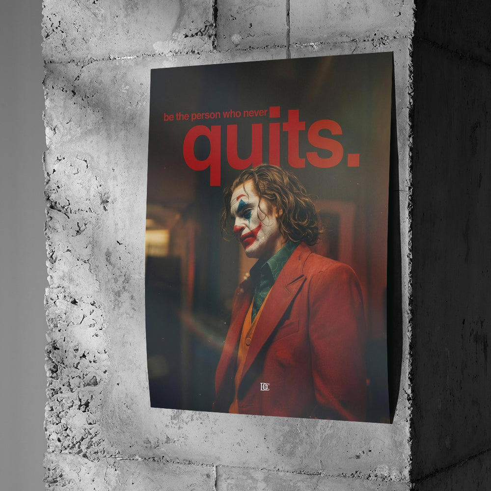 Poster Never Quit an einer Betonwand