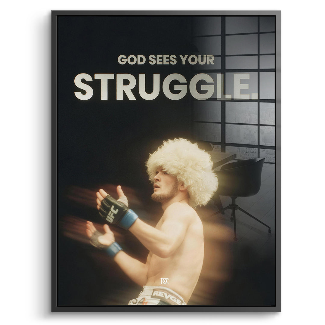 DOTCOMCANVAS Acrylglasbild God Sees Your Struggle im schwarzen Premium-Rahmen