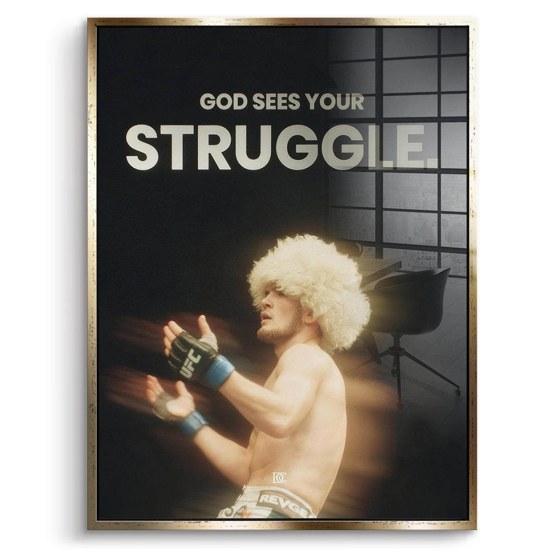 DOTCOMCANVAS Acrylglasbild God Sees Your Struggle im goldenen Premium-Rahmen