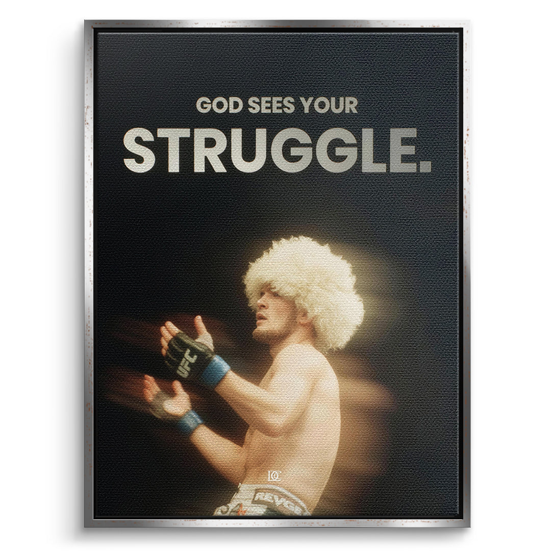DOTCOMCANVAS Leinwandbild God Sees Your Struggle im silbernen Premium-Rahmen