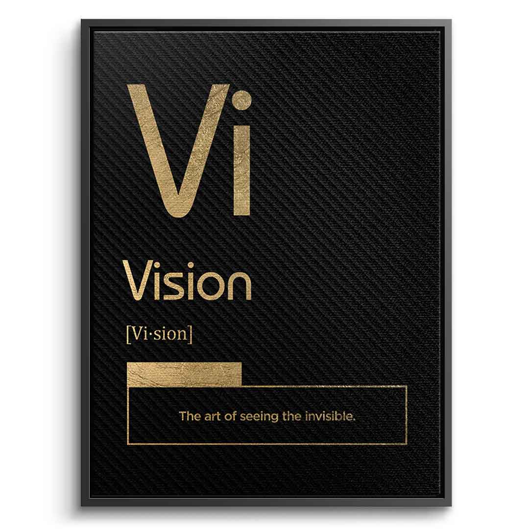DOTCOMCANVAS® Vision (Vi) Leinwandbild Version Schwarz – Vorderansicht Silberner Rahmen