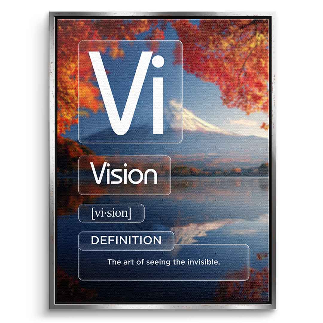 DOTCOMCANVAS® Vision (Vi) Leinwandbild Version Farbig – Vorderansicht Schwarzer Rahmen