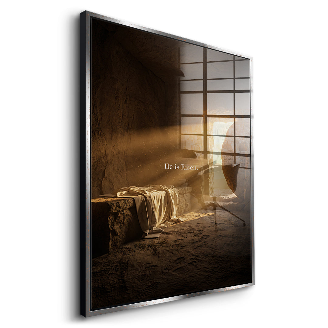 He is Risen Acrylglasbild Seitenansicht Silber Rahmen