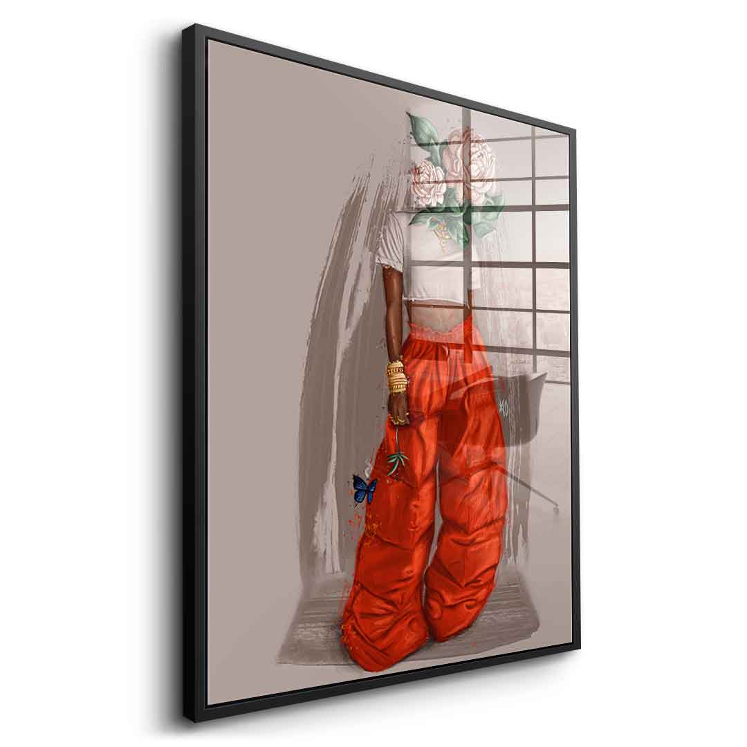 Beige Flower Head - Acrylic glass