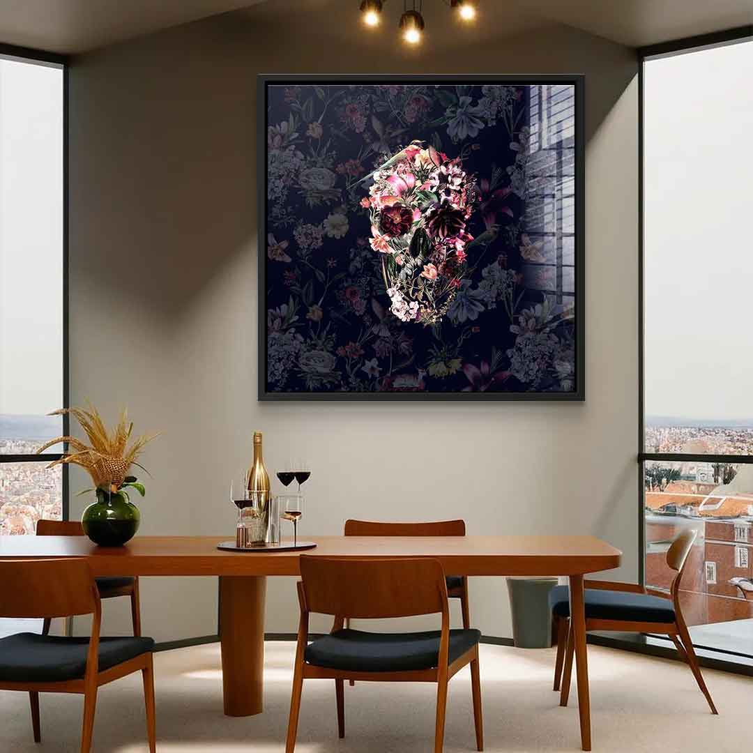 Flowers Skull - Acrylglas