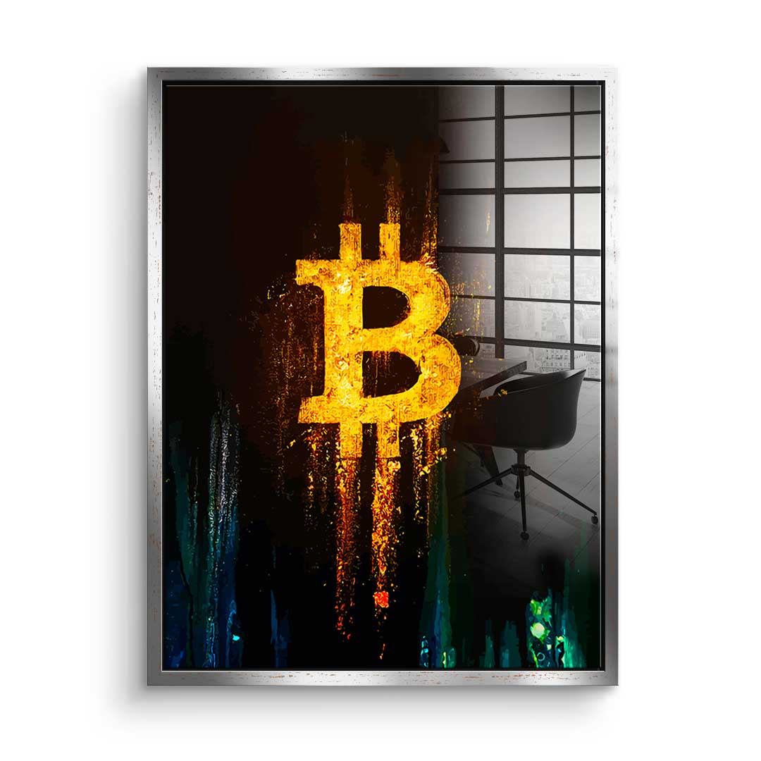 Świecący Bitcoin – szkło akrylowe