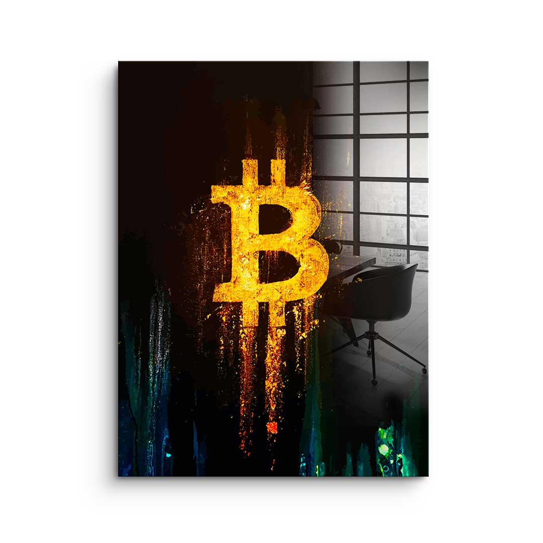Świecący Bitcoin – szkło akrylowe