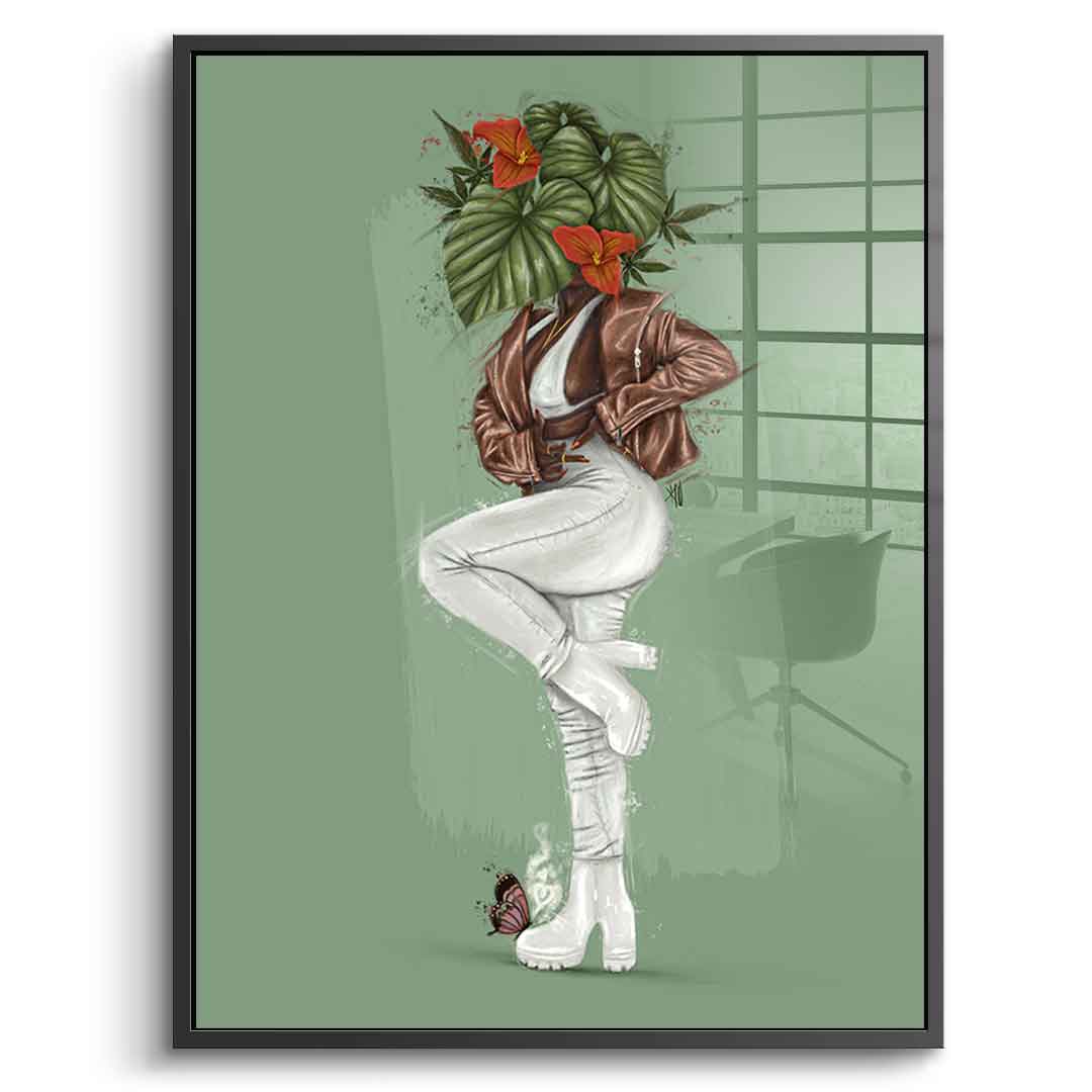 Green Flower Head - Acrylic glass