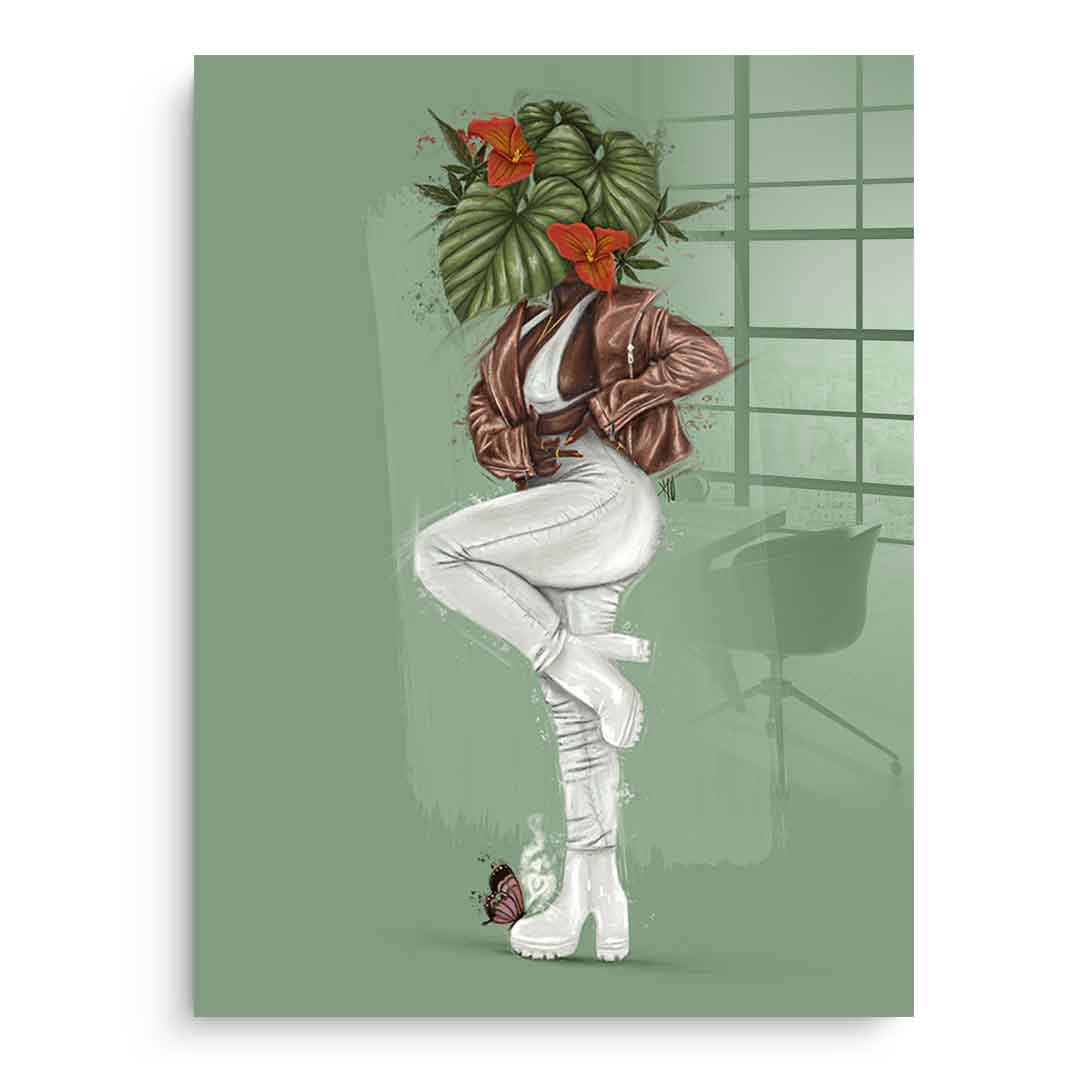 Green Flower Head - Acrylic glass