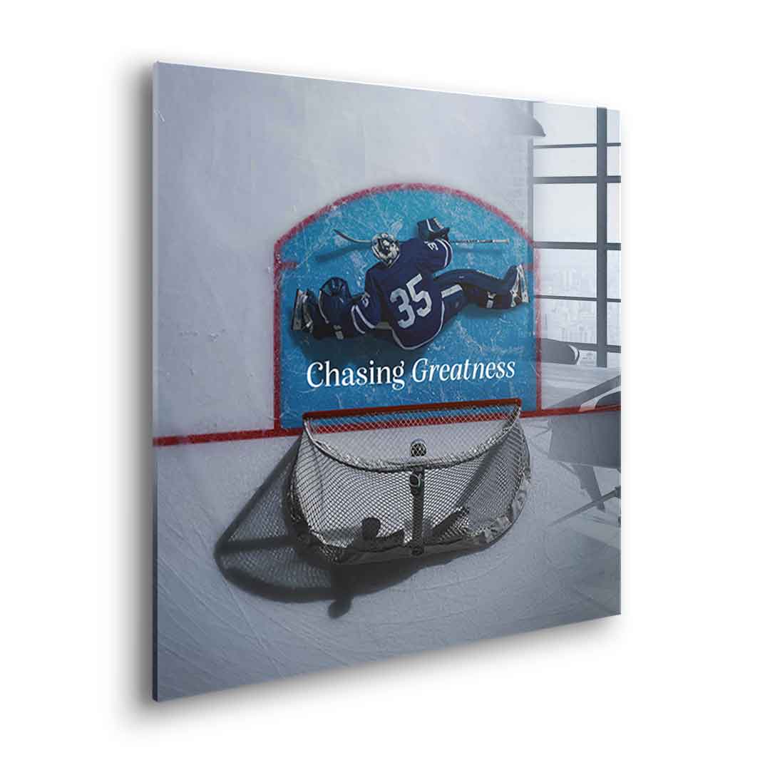 Chasing Greatness #Hokey - Square Edition - Acrylic Glass Print