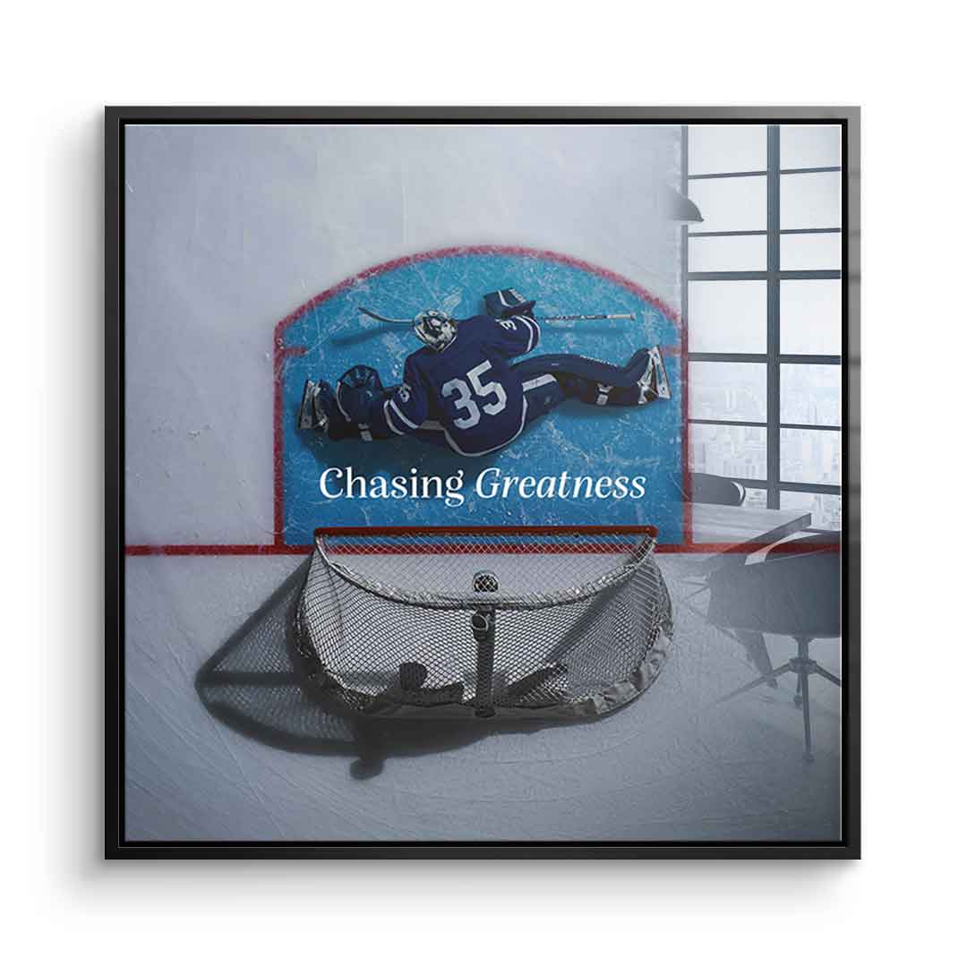 Chasing Greatness #Hokey - Square Edition - Acrylic Glass Print